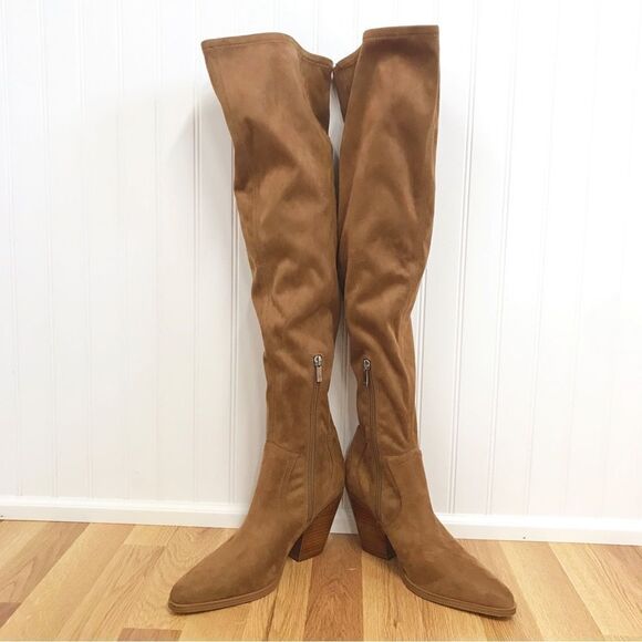 MARC FISHER Brown Suede Over The Knee Boot Chunky Block Heel Western Size‎ 9 New - Picture 4 of 13
